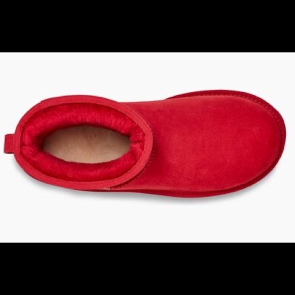 UGG CLASSIC SAMBA RED SUEDE MINI SIDE LOGO BOOTS - Picture 7 of 16